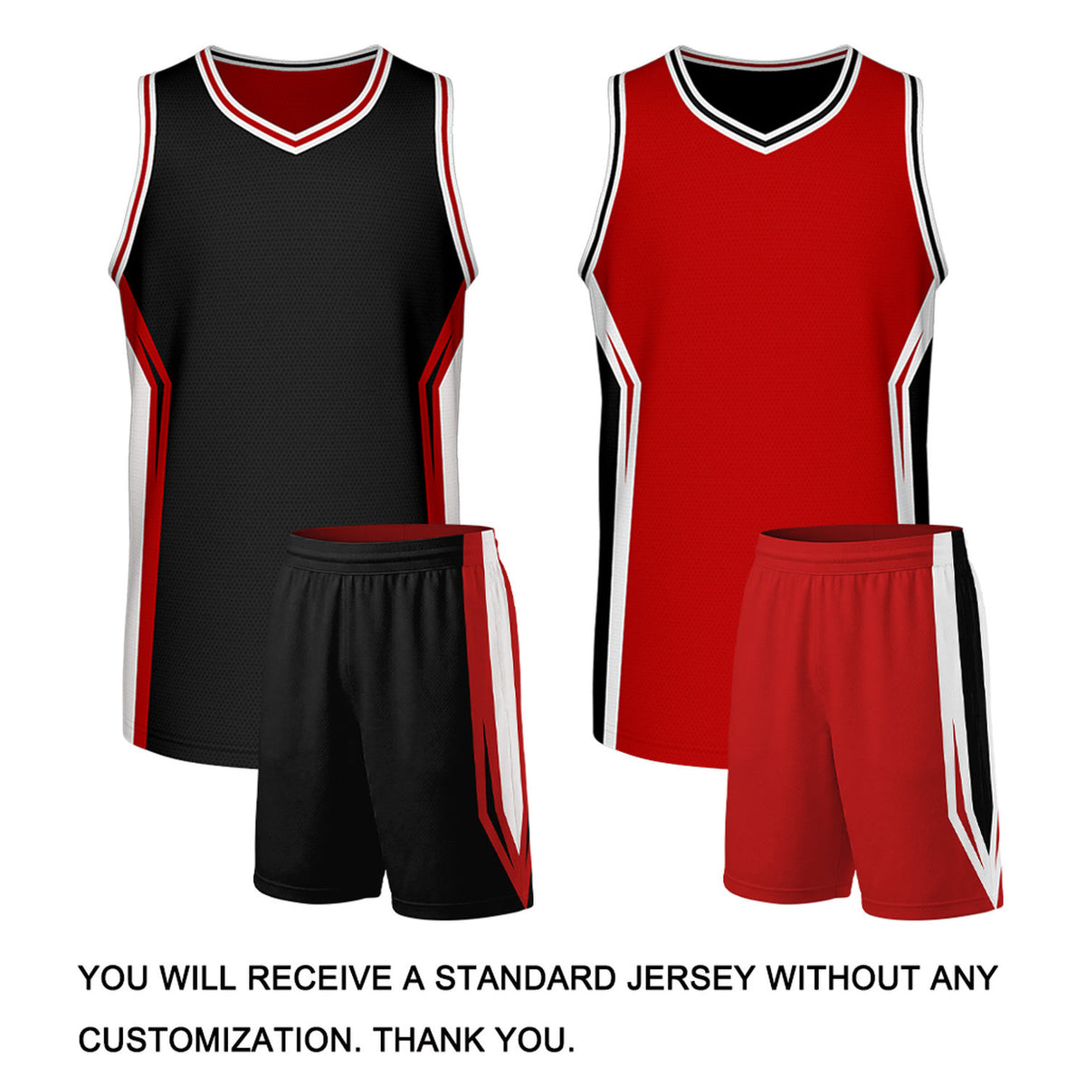 Custom Black & Red Two Sided Basketball Uniform Set | Personalized Team Uniforms for Adult & Youth