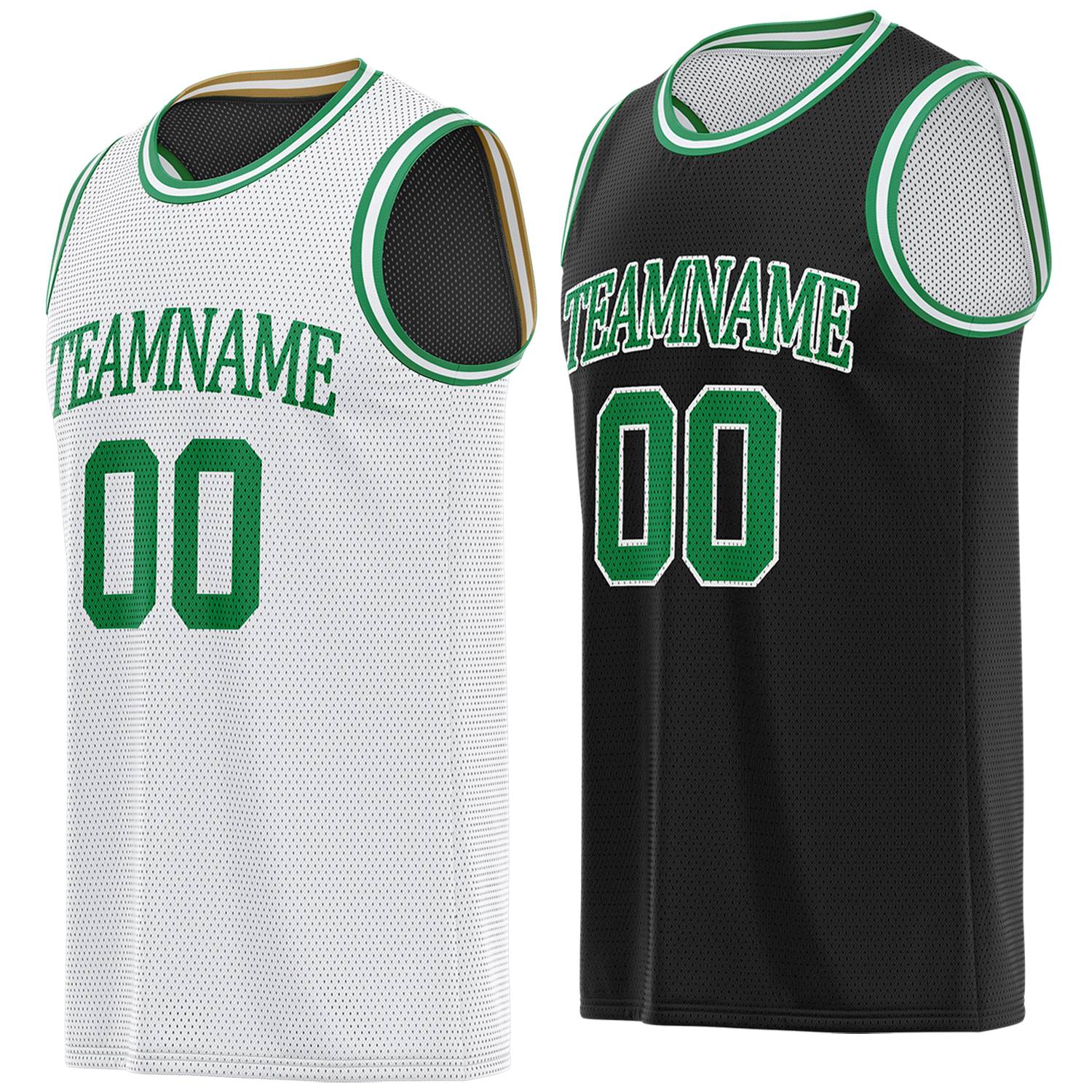 Custom reversible white & black basketball jersey, personalized team name number logo breathable mesh sports top for men women youth game practice - Vosoli