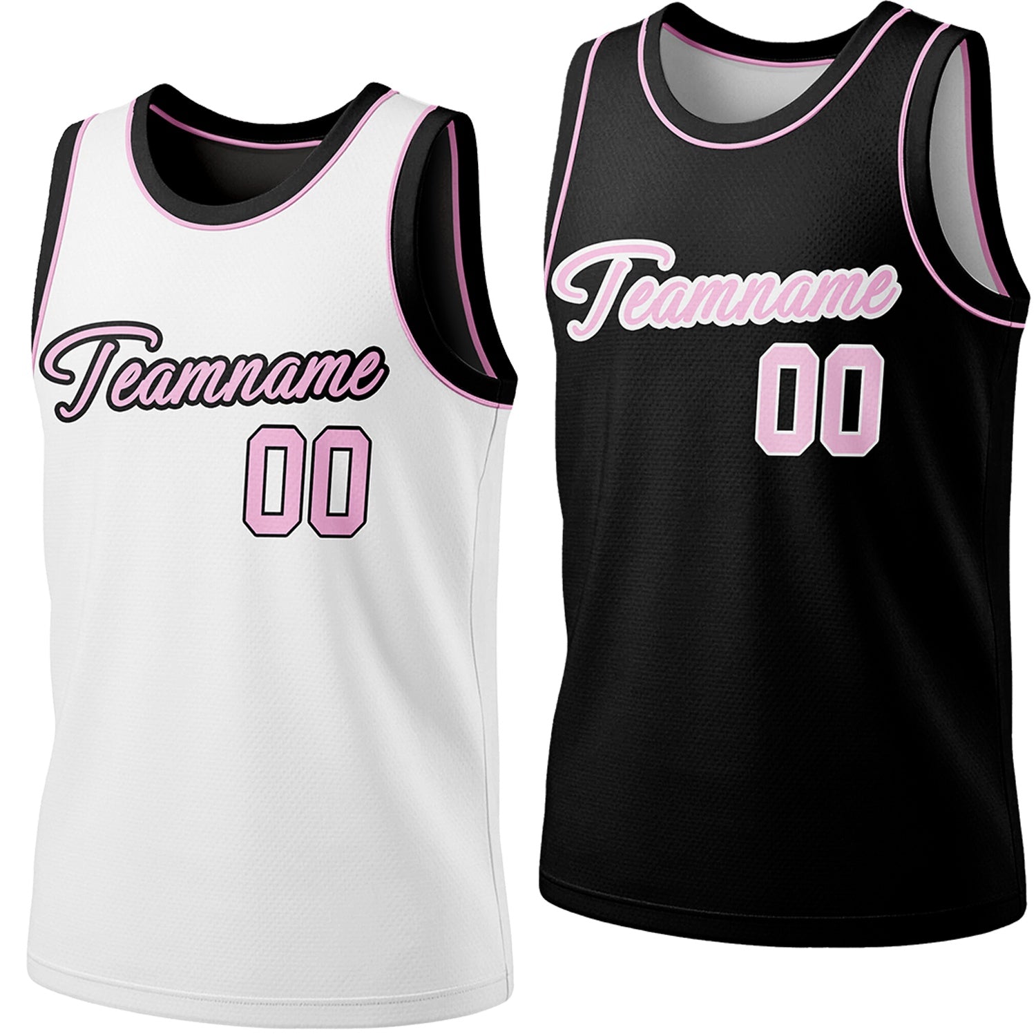 Custom reversible white & black basketball jersey, personalized script team name number Logo breathable sports top for men women youth Adult game practice - Vosoli