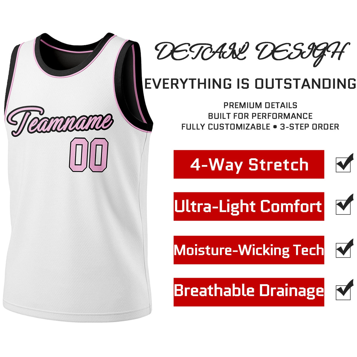 Custom Reversible White & Black Basketball Jersey | Personalized Team Jersey | Vosoli