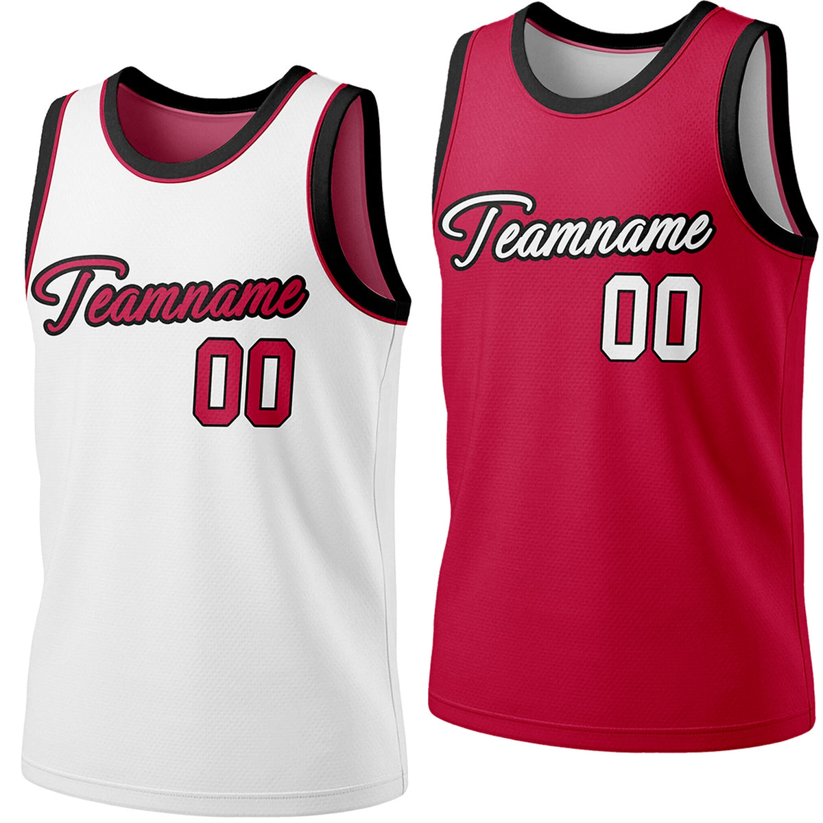 Custom reversible white &amp; crimson basketball jersey, personalized script team name number Logo breathable sports top for men women youth Adult game practice - Vosoli