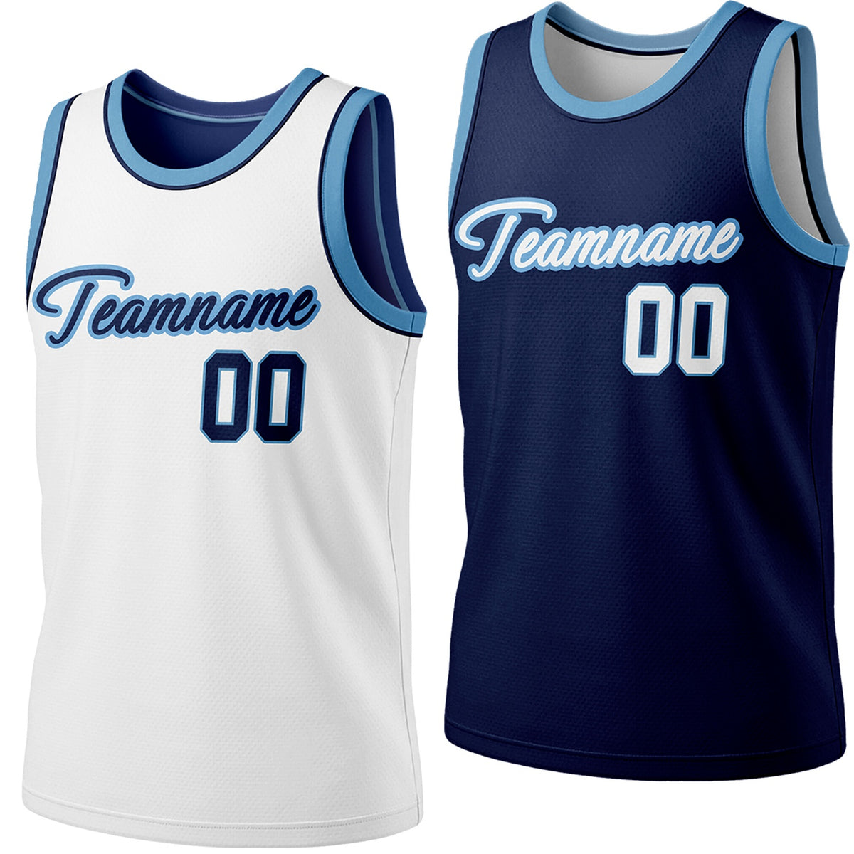 Custom reversible white &amp; navy blue basketball jersey, personalized script team name number Logo breathable sports top for men women youth Adult game practice - Vosoli