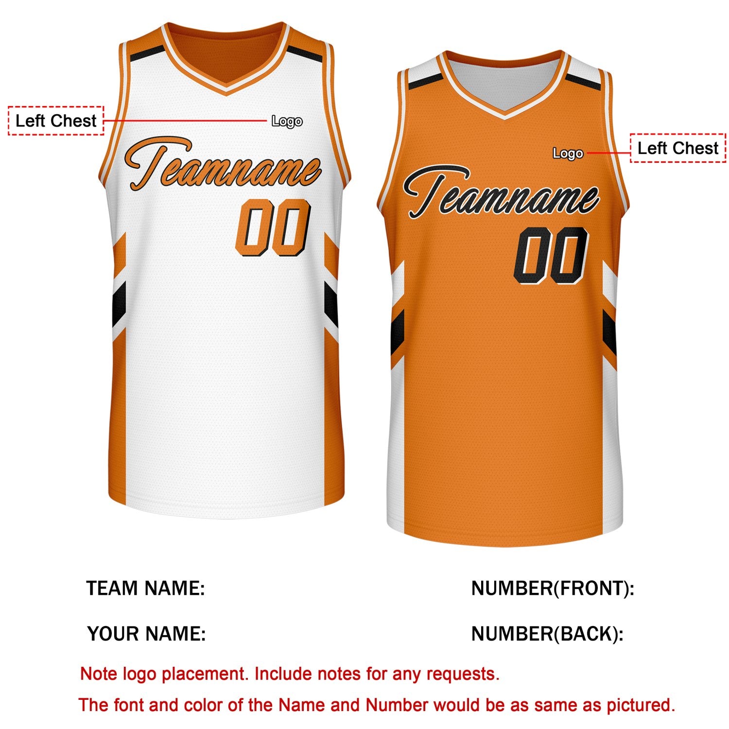 Custom Reversible White Orange Basketball Jersey | Personalized Team Jersey | Vosoli