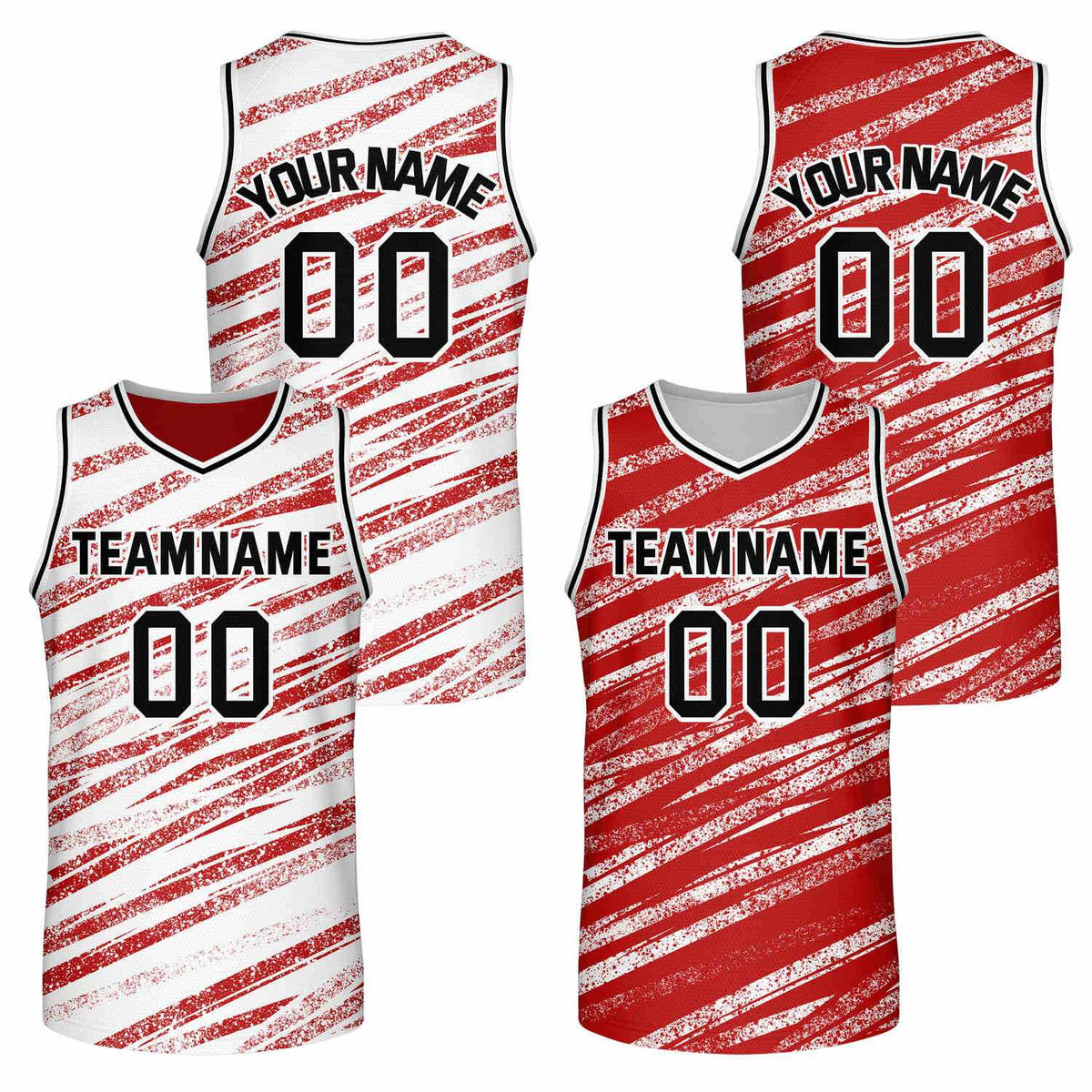 Custom Reversible White Red Basketball Jersey | Team &amp; Player Name - Vosoli