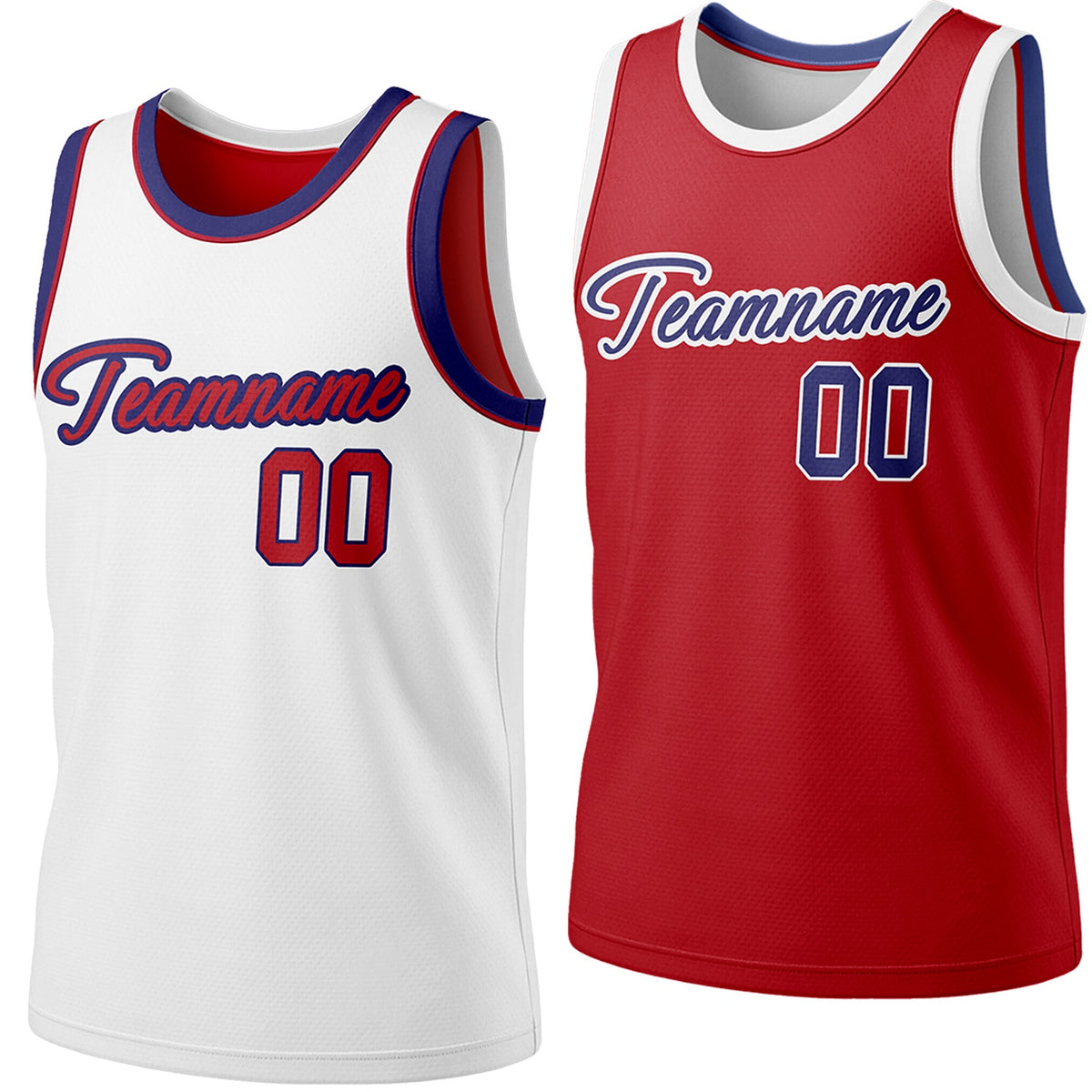 Custom reversible white &amp; red basketball jersey, personalized script team name number Logo breathable sports top for men women youth Adult game practice - Vosoli