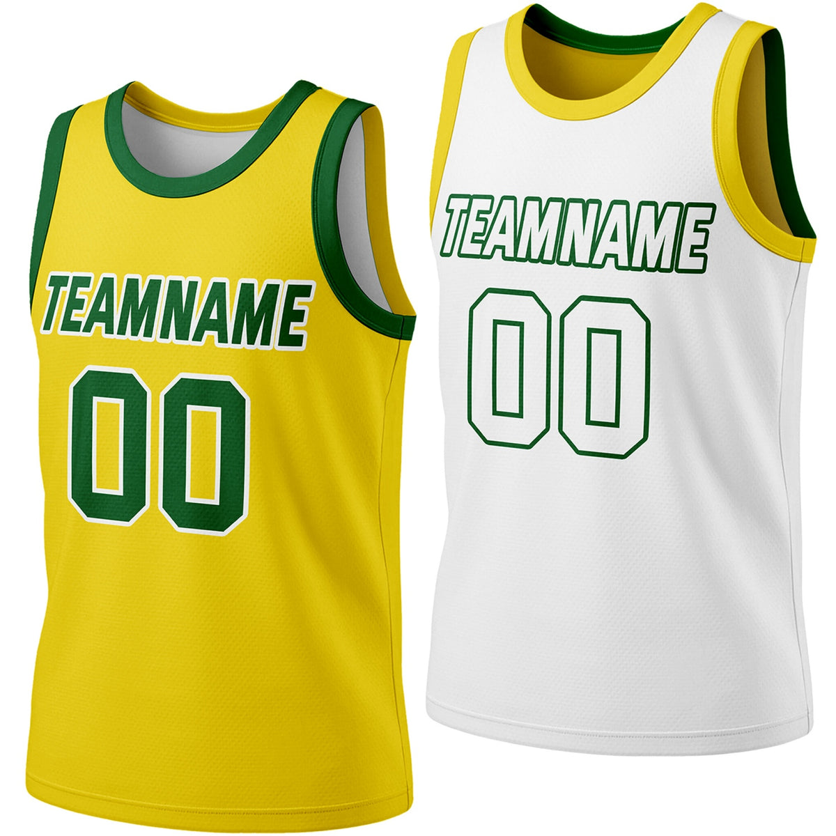Custom reversible yellow &amp; white basketball jersey, personalized team name number logo, breathable mesh fabric sports top for men women youth Adult game practice - Vosoli