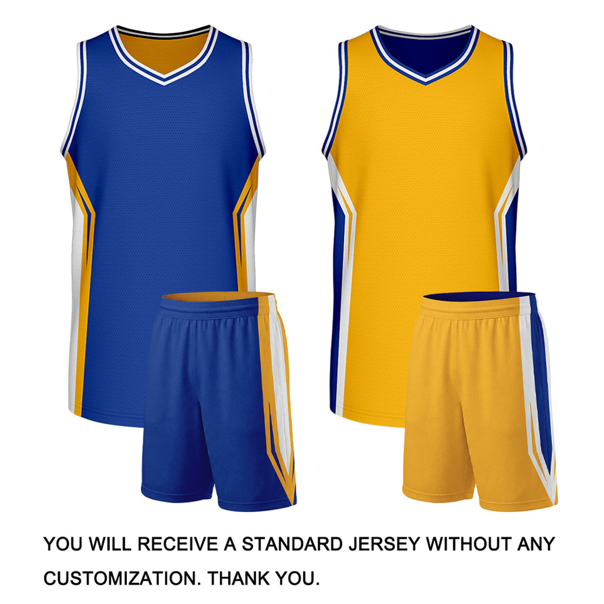 Custom Royal Blue & Gold Two Sided Basketball Uniform Set | Personalized Team Uniforms for Adult & Youth