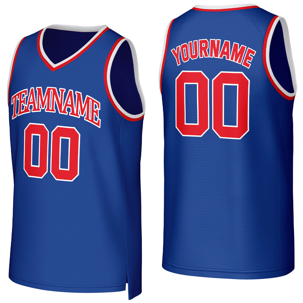Custom royal blue-red mesh basketball jersey with logo, personalized name &amp; number, team uniform for men women youth game practice - Vosoli