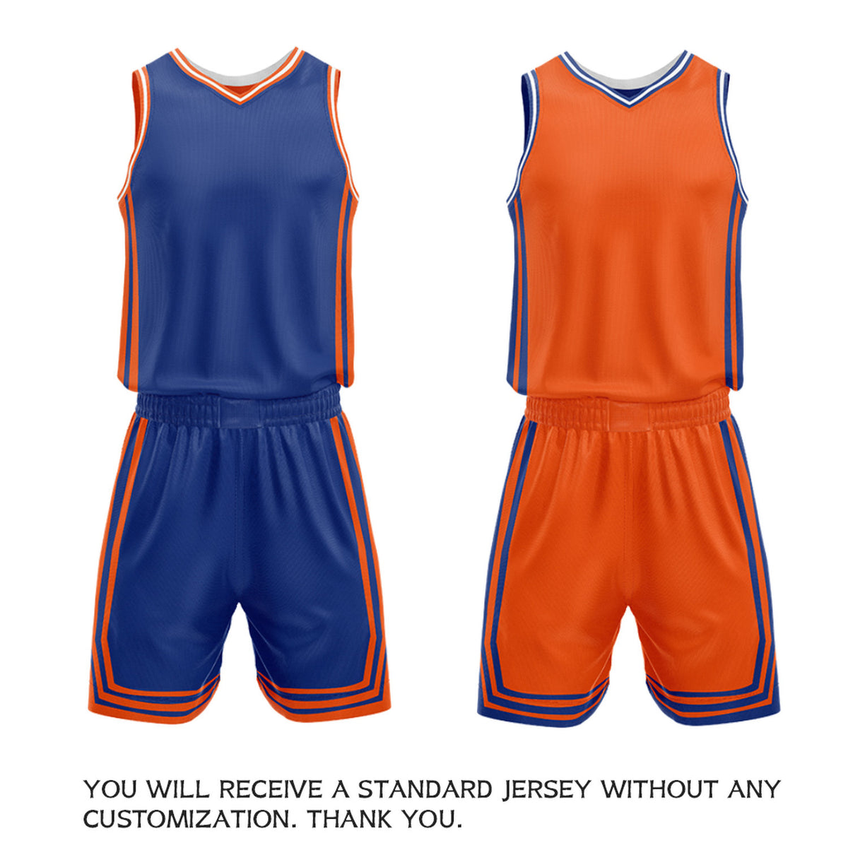 Custom Royal Blue & Orange Reversible Basketball Jersey Shorts Set | Personalized Full Vintage Team Uniform