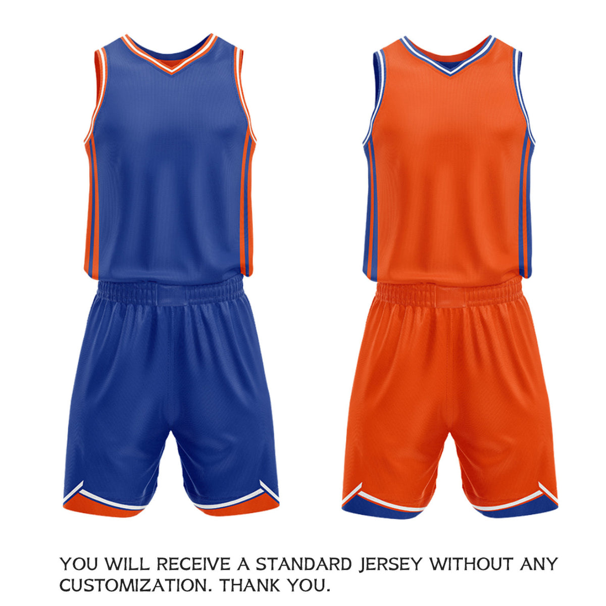 Custom Royal Blue & Orange Reversible Basketball Jersey Shorts Set | Personalized Full Vintage Team Uniform