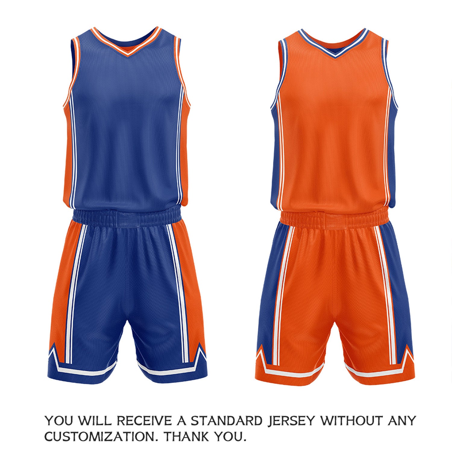 Custom Royal Blue & Orange Reversible Basketball Jersey Shorts Set | Personalized Full Vintage Team Uniform