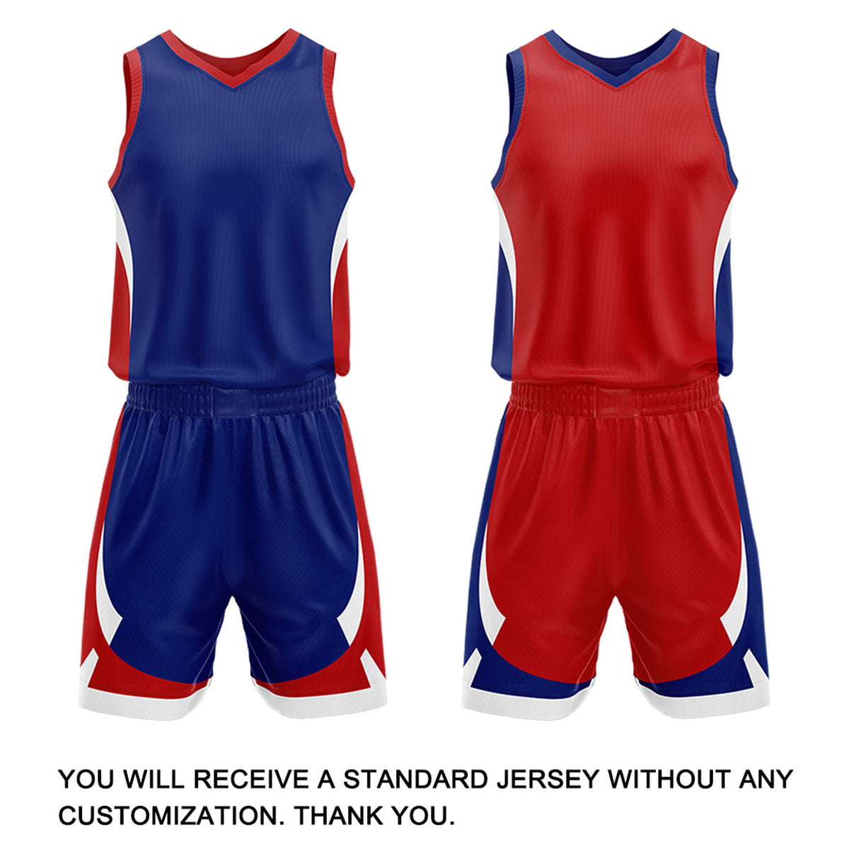 Custom Royal Blue Red Reversible Basketball Jersey Set | Personalized Name Number Mesh Sports Uniform