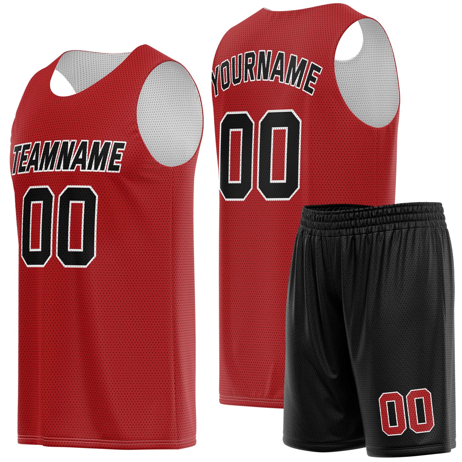Custom Scarlet Red & Black Basketball Jersey + Shorts Set - Personalized Team Name, Number | Vosoli