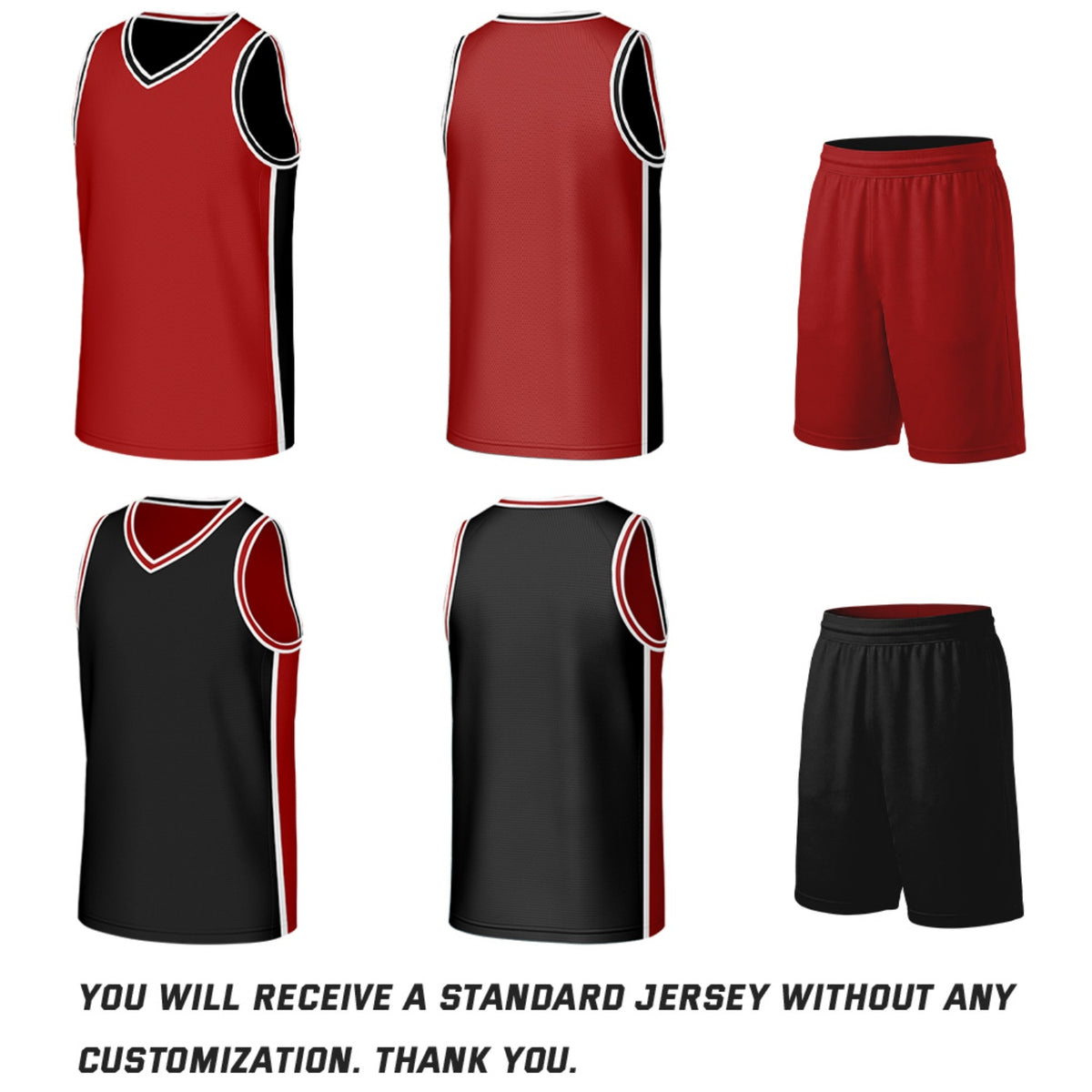 Custom Red & Black Double Sided Basketball Uniform Set | Personalized Team Uniforms for Adult & Youth
