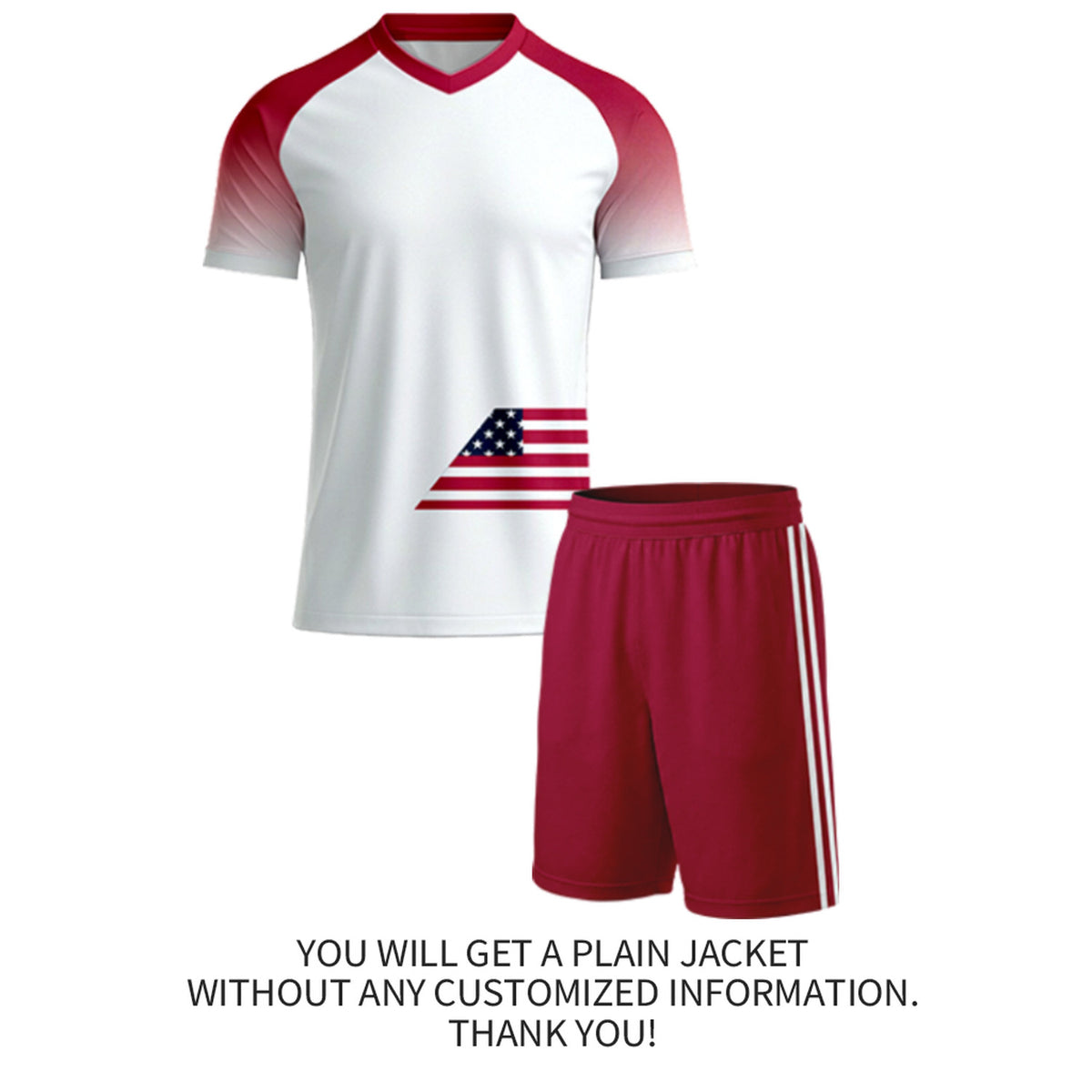 Custom White & Red Gradient Flag Soccer Uniform Set for Youth & Adult Teams