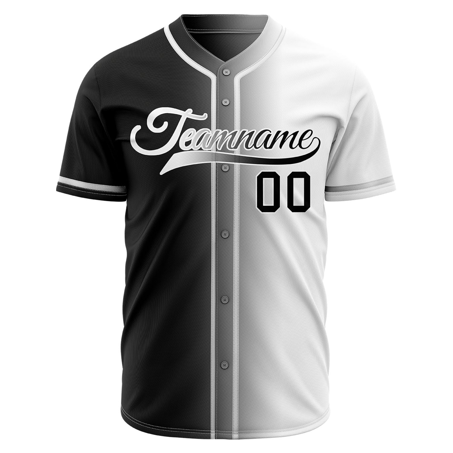 Custom Split Black and White Baseball Jersey | Personalized Half and Half Team Shirt