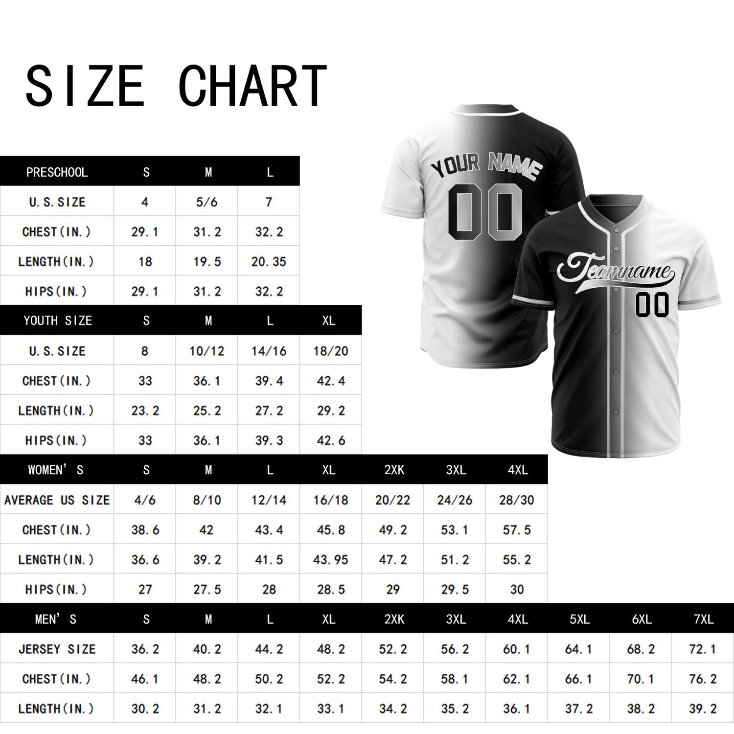 Custom Split Black and White Baseball Jersey | Personalized Half and Half Team Shirt