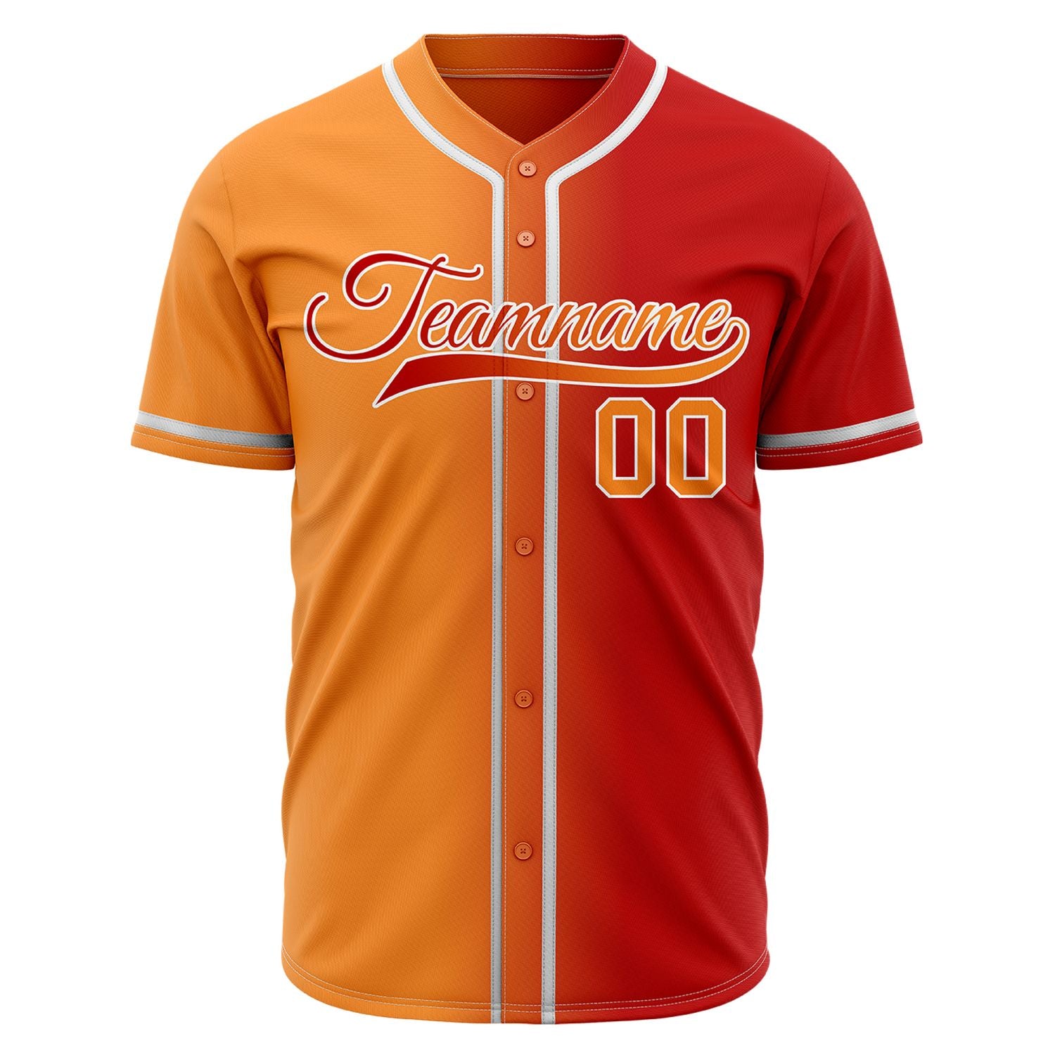 Custom Split Color Baseball Jersey | Orange & Red Two-Tone Team Uniform