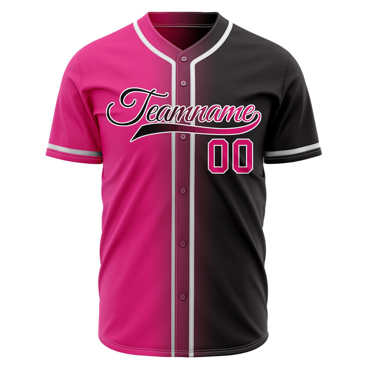 Custom Pink and Black Split Baseball Jersey | Personalized Two-Tone Team Shirts