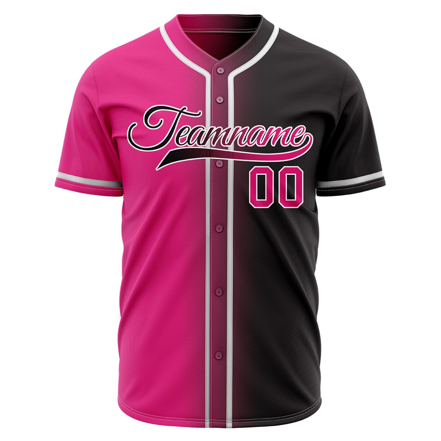 Custom Pink and Black Split Baseball Jersey | Personalized Two-Tone Team Shirts