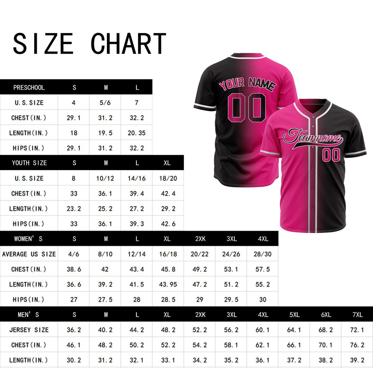 Custom Pink and Black Split Baseball Jersey | Personalized Two-Tone Team Shirts