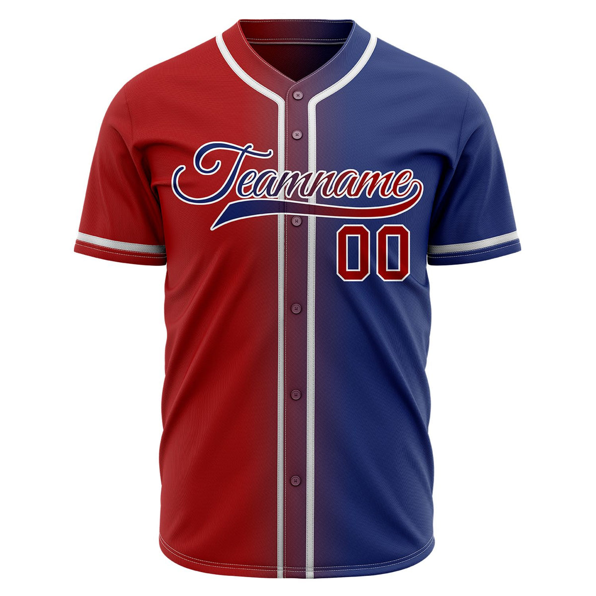 Custom Split Red and Blue Baseball Jersey | Classic Two-Tone Athletic Shirt
