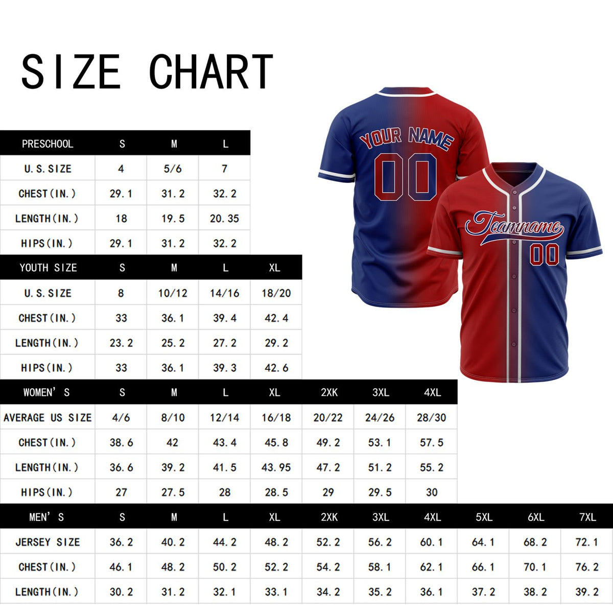 Custom Split Red and Blue Baseball Jersey | Classic Two-Tone Athletic Shirt