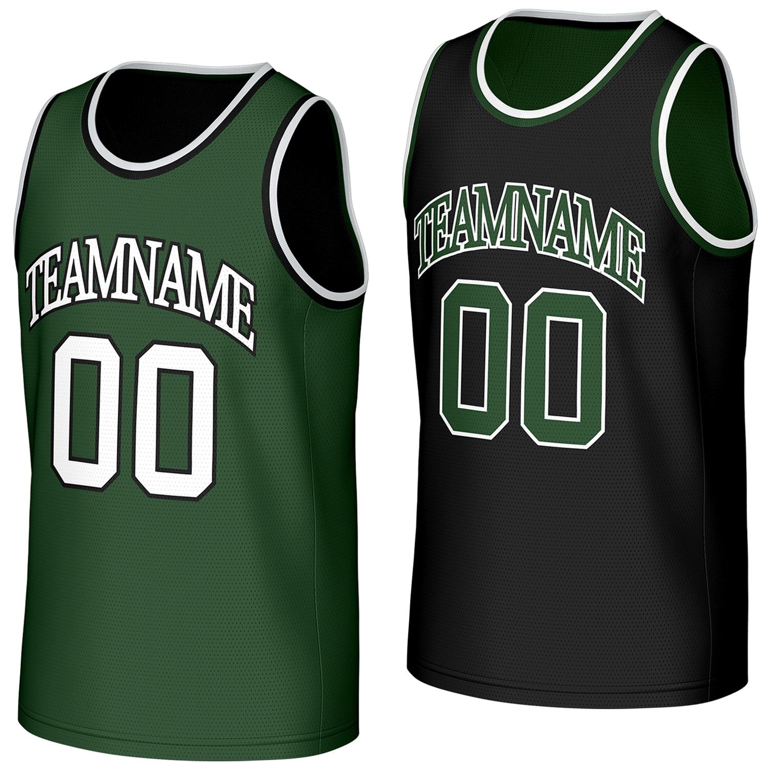 custom sportswear manufacturer basketball green black reversible by Vosoli, personalized team name, number & logo, breathable mesh dual sided basketball jersey for team games