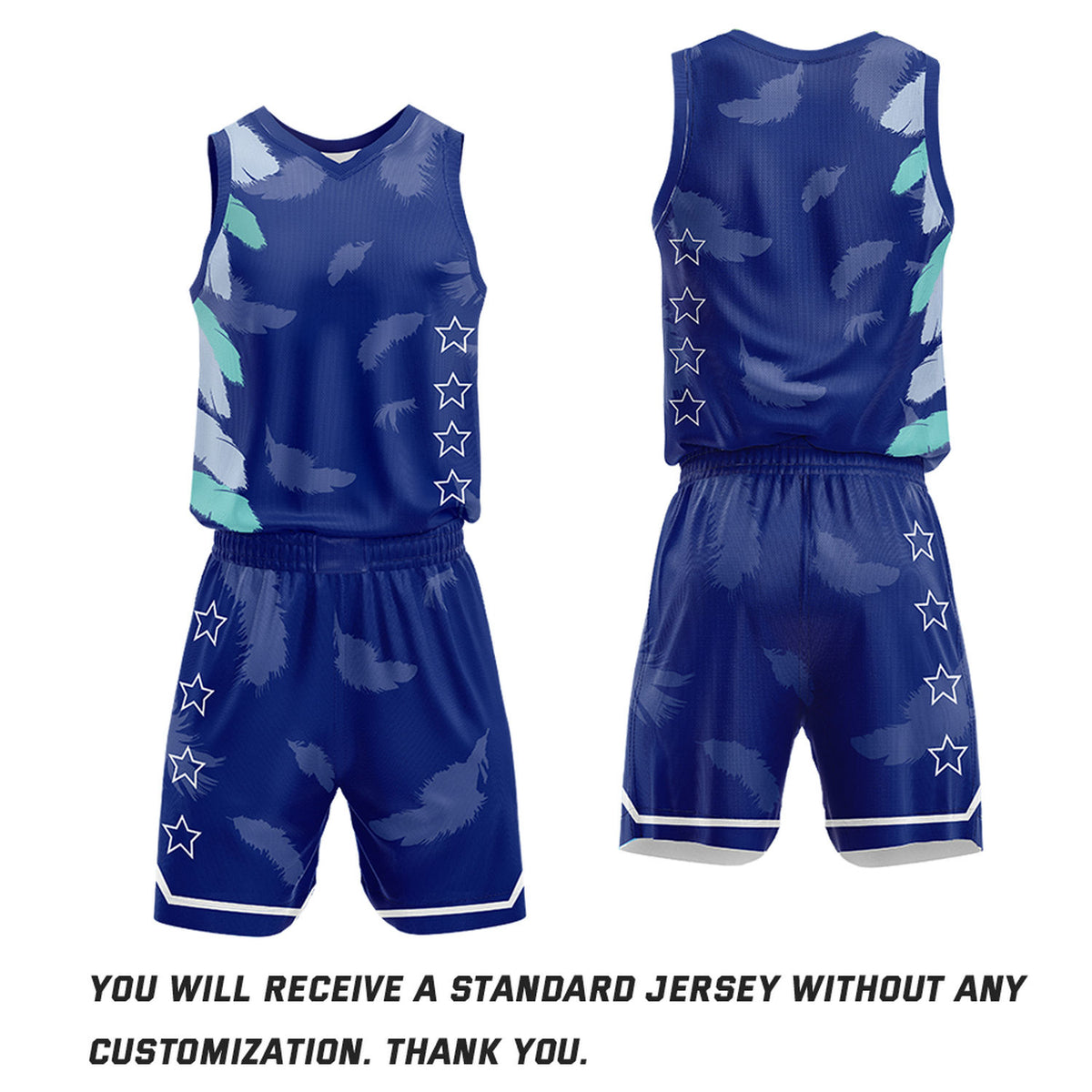 Custom Basketball Jerseys and Shorts Set | Navy Feather V-Neck Sublimated Team Uniform