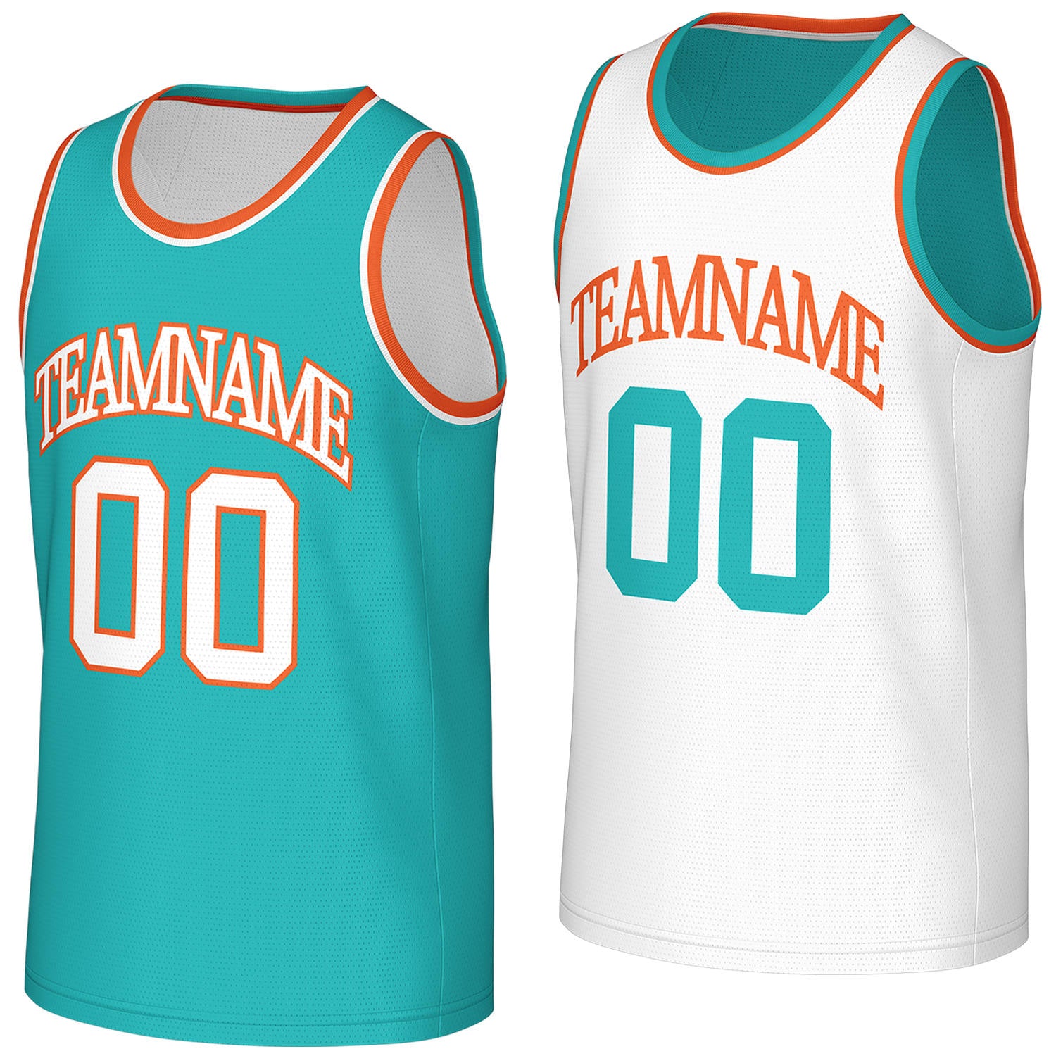 custom sportswear manufacturer basketball teal white reversible by Vosoli, personalized team name, number & logo, breathable mesh dual sided basketball jersey for team games