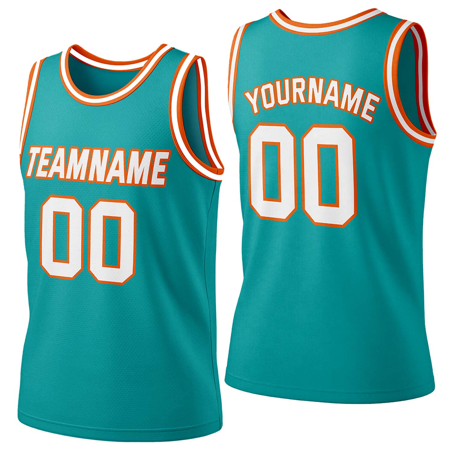 Custom teal-orange mesh basketball jersey by Vosoli | Personalized name & number team uniform for youth & adults