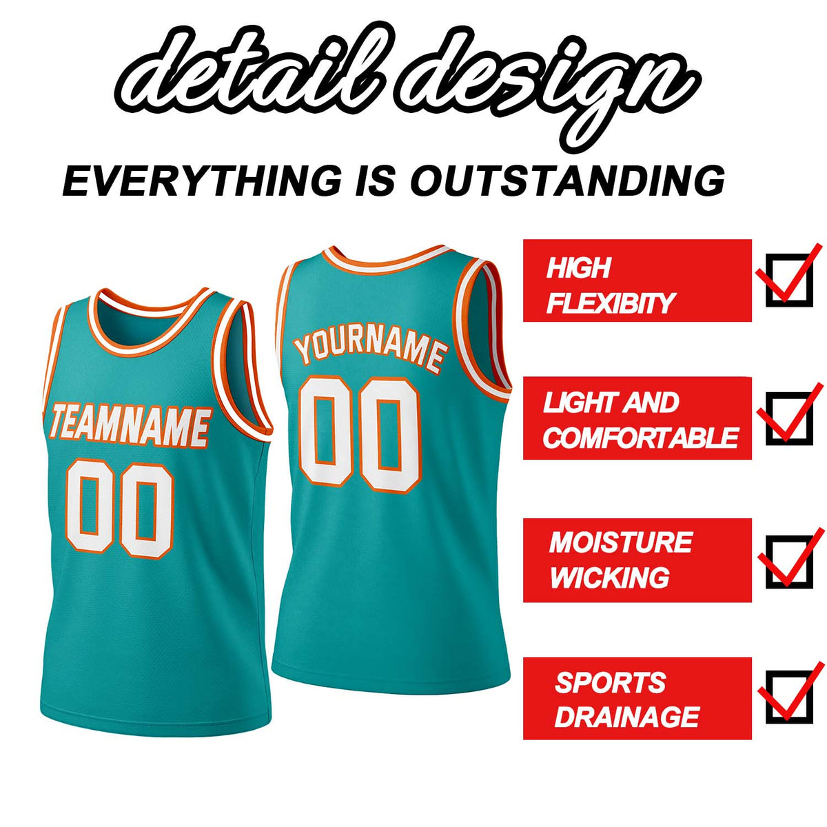 Custom Teal & Orange Mesh Basketball Jersey | Personalized Team Uniform