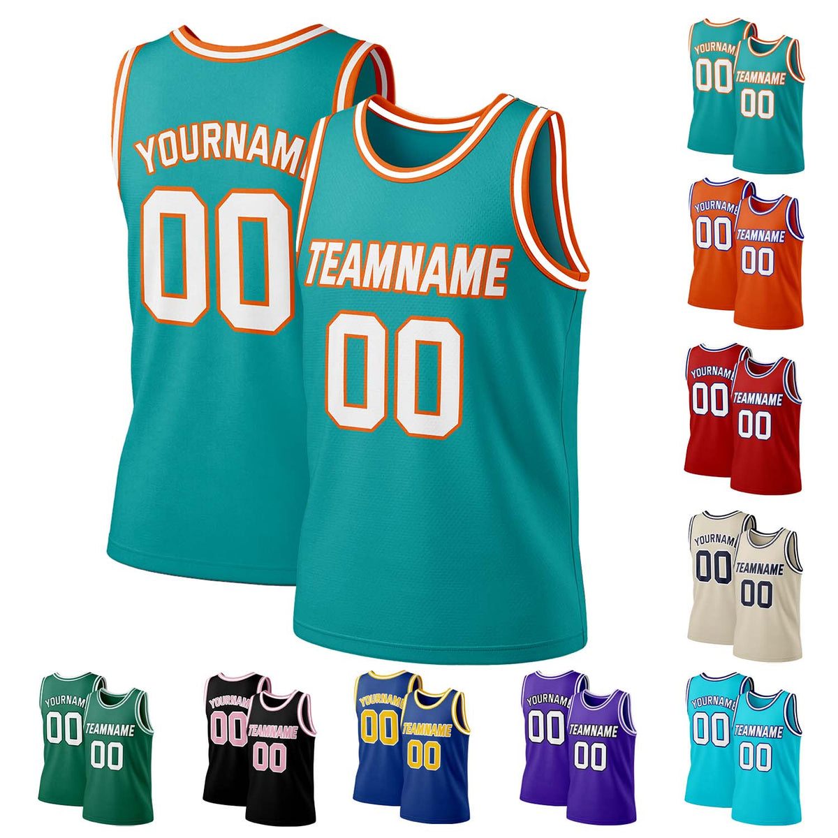 Custom Teal & Orange Mesh Basketball Jersey | Personalized Team Uniform