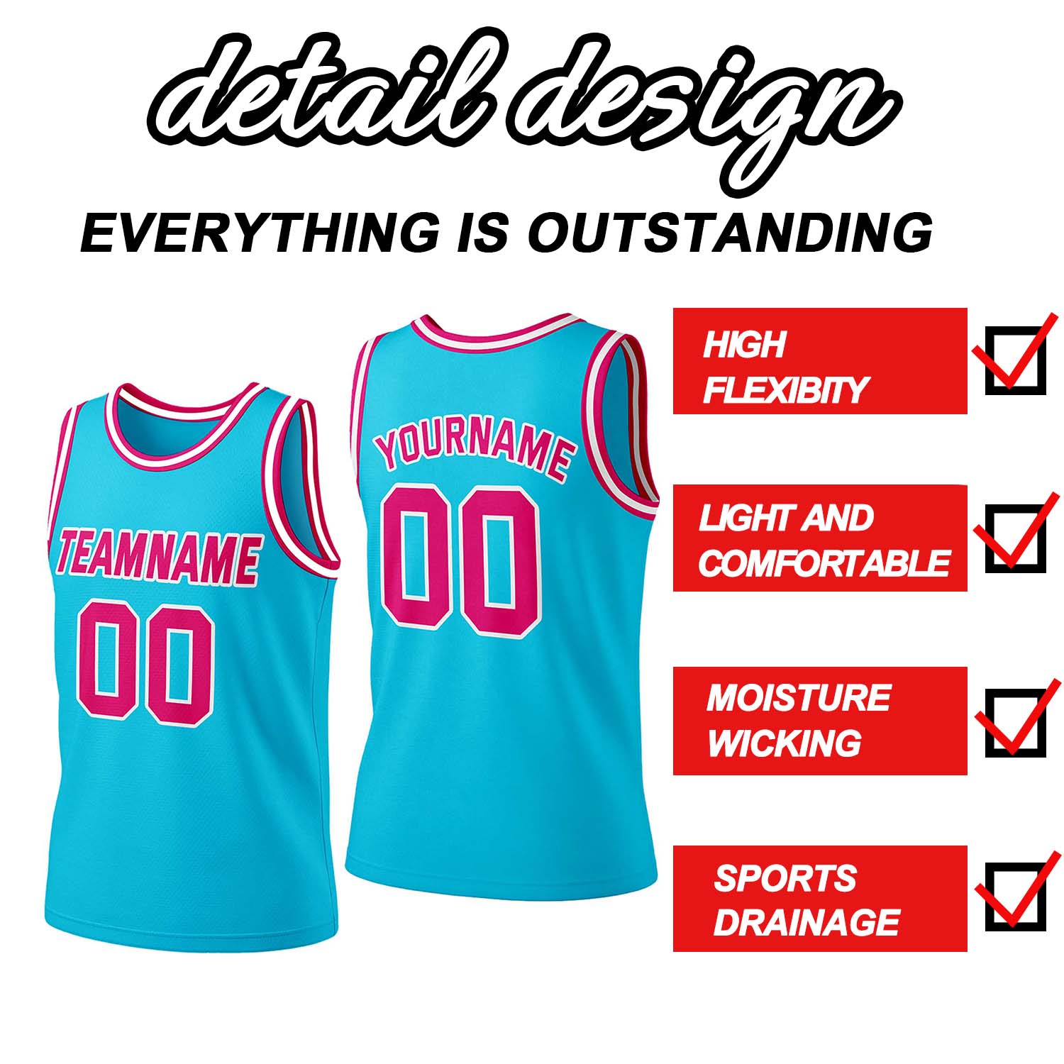 Custom Teal & Pink Mesh Basketball Jersey | Personalized Team Uniform