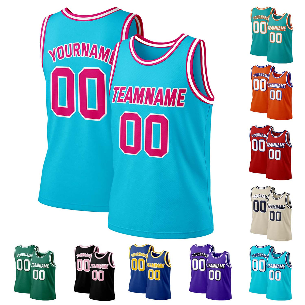 Custom Teal & Pink Mesh Basketball Jersey | Personalized Team Uniform