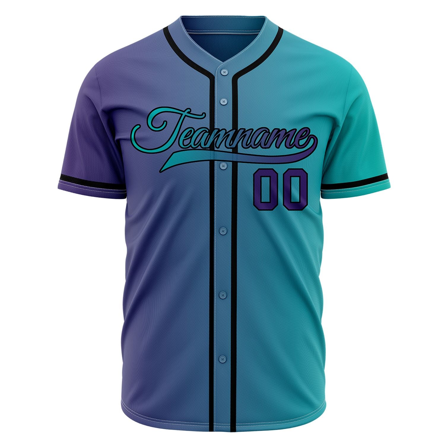 Custom Teal and Purple Gradient Baseball Jersey | Personalized Two-Tone Fade Team Uniform