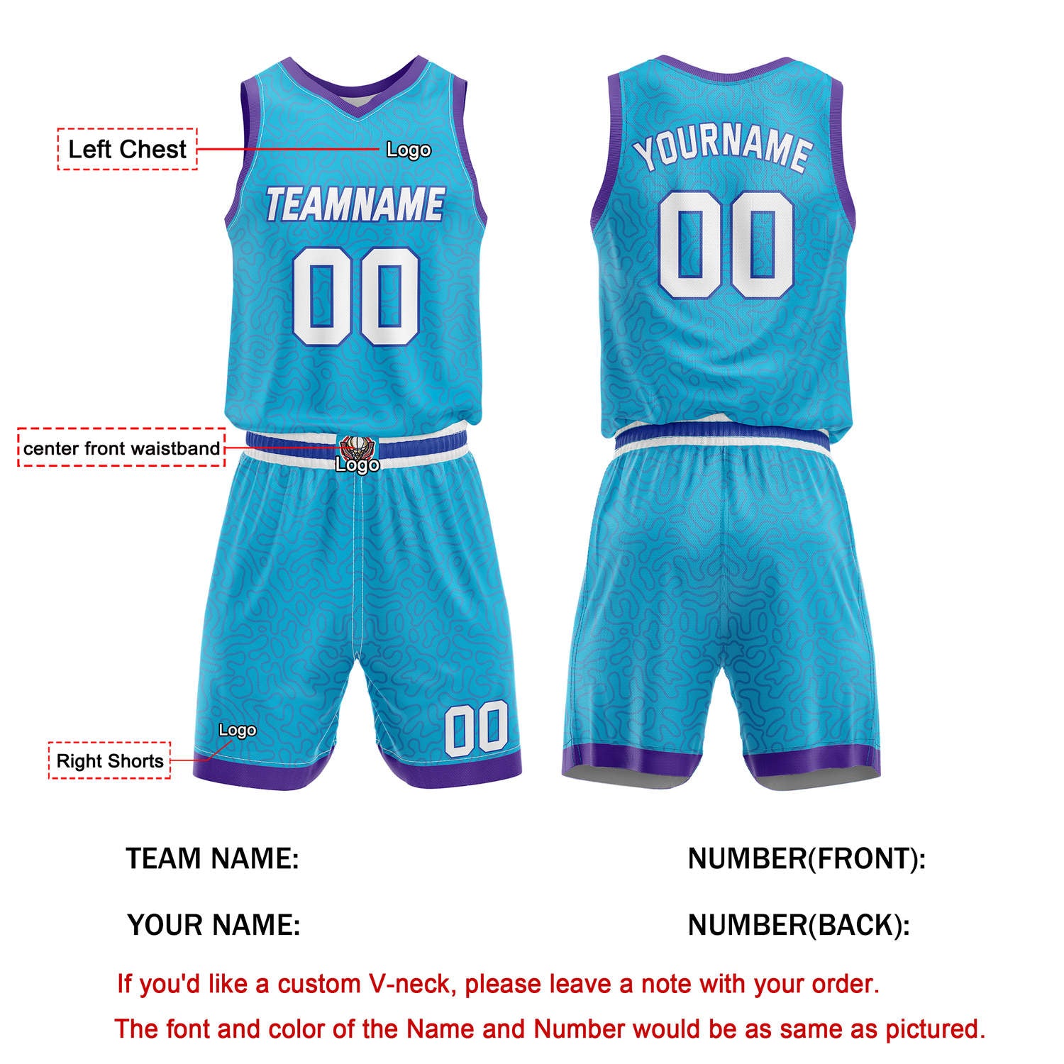 Custom Teal & Purple Basketball Uniform | Personalized Team Kit - Vosoli