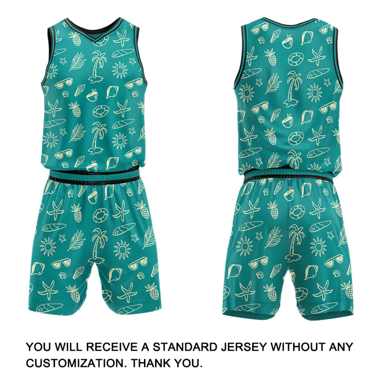 Custom Teal Summer Pattern Basketball Jersey & Shorts Set | Personalized Team Uniform