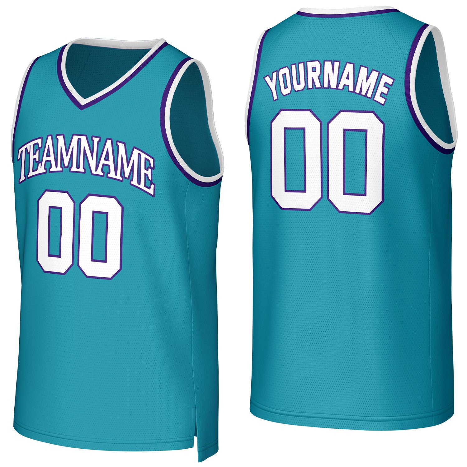 Custom teal-white mesh basketball jersey with logo, personalized name & number, team uniform for men women youth game practice - Vosoli