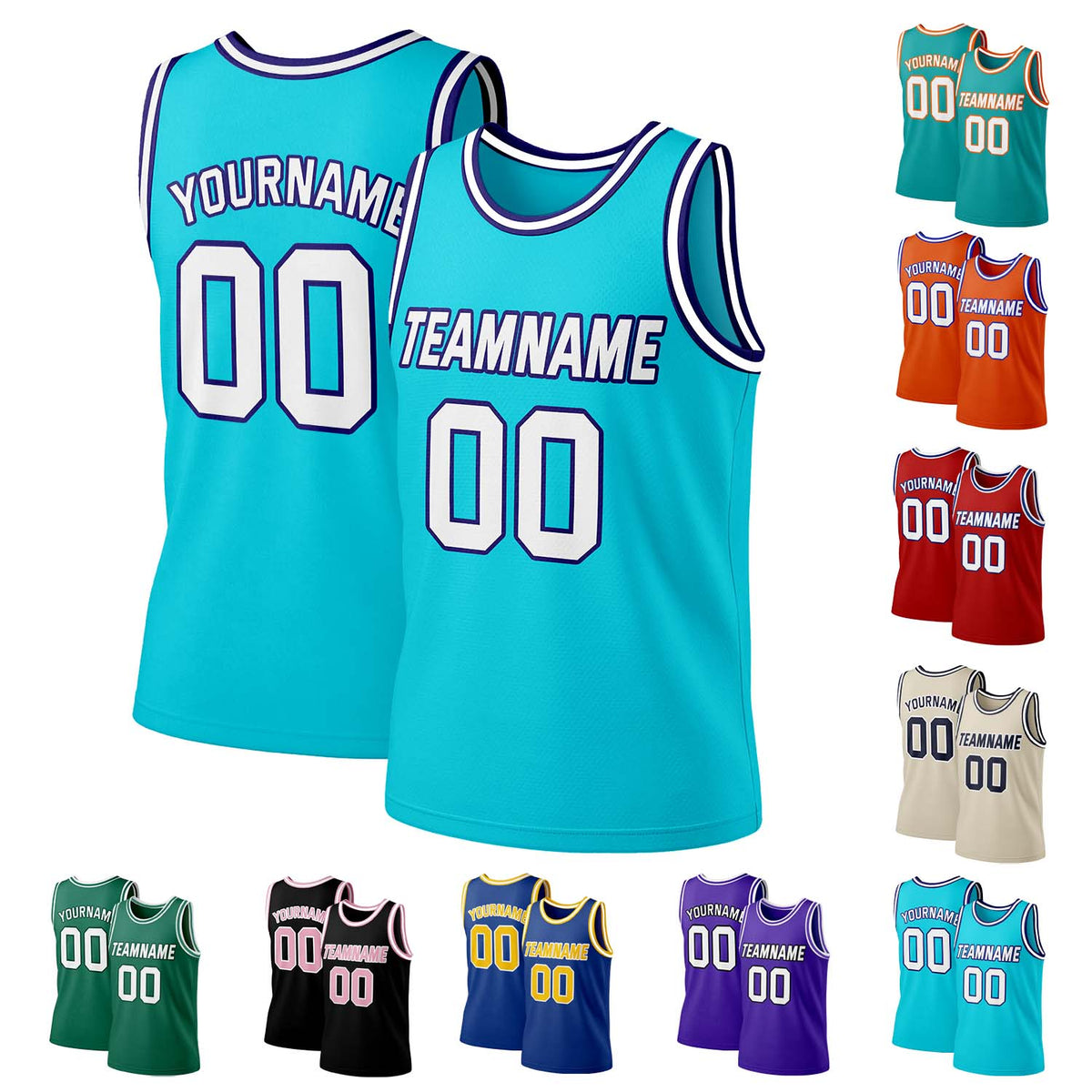 Custom Teal & White Mesh Basketball Jersey | Personalized Team Uniform