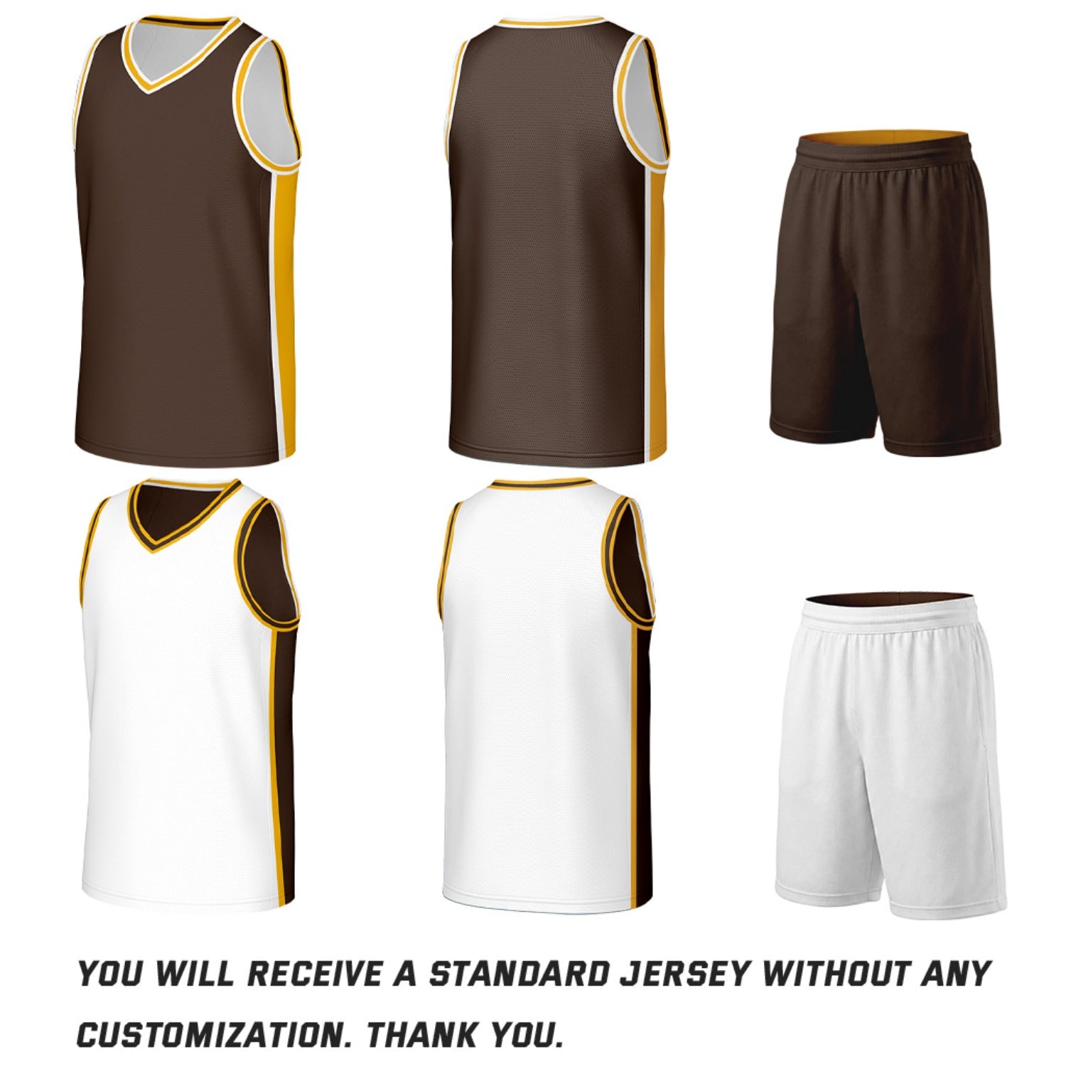 Custom Brown & White Reversible Basketball Jersey & Shorts Set | Personalized Team Uniforms for Adult & Youth