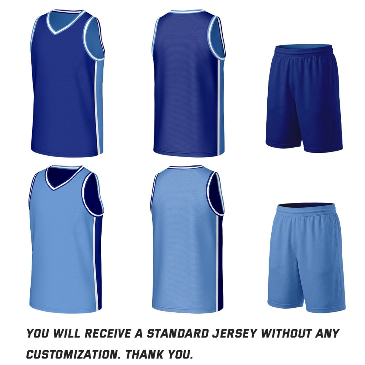 Custom Royal Blue & Carolina Blue Double Sided Basketball Uniform Set | Personalized Team Uniforms for Adult & Youth