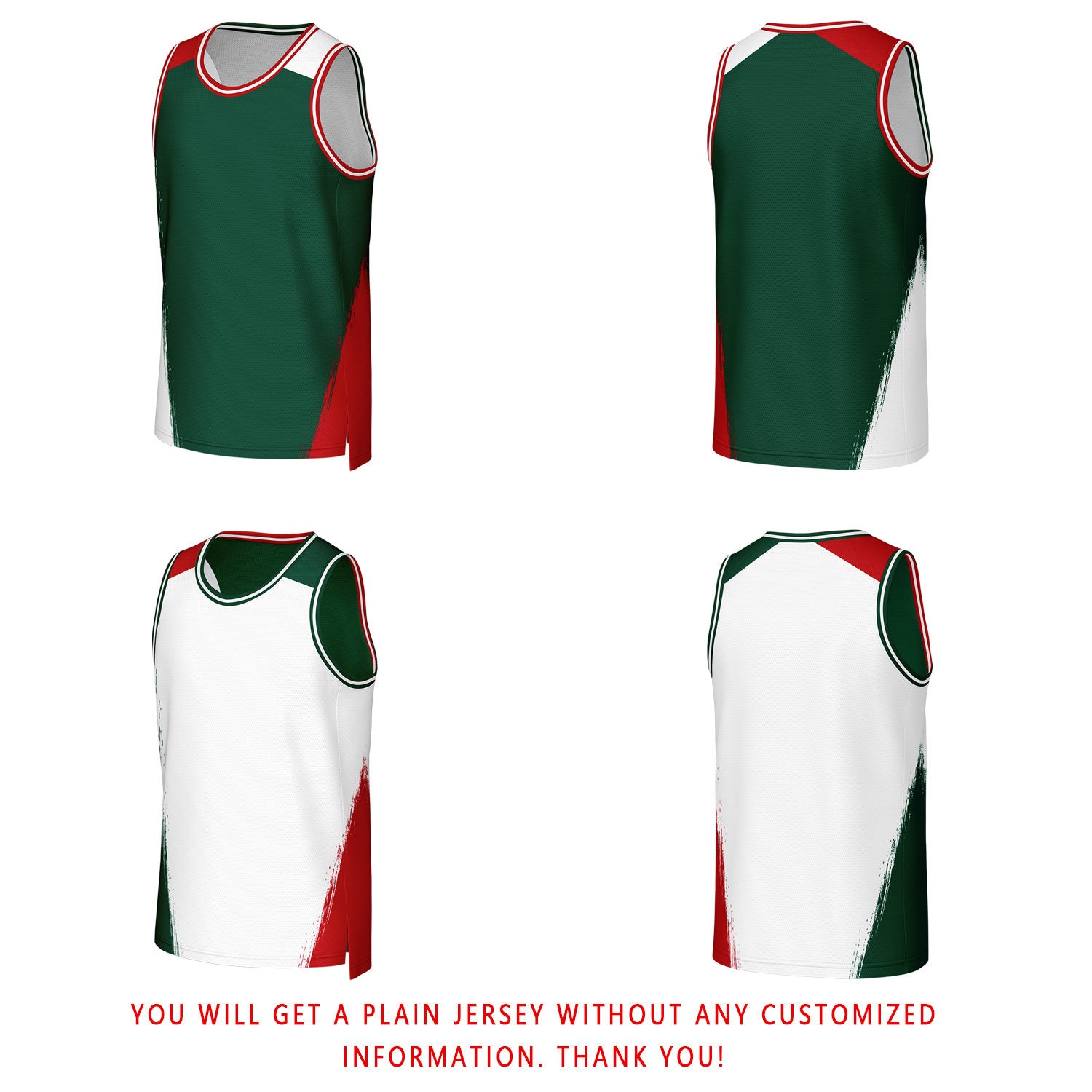 Custom Green & White Brush Stroke Reversible Basketball Jersey | Personalized Team Uniforms for Adult & Youth
