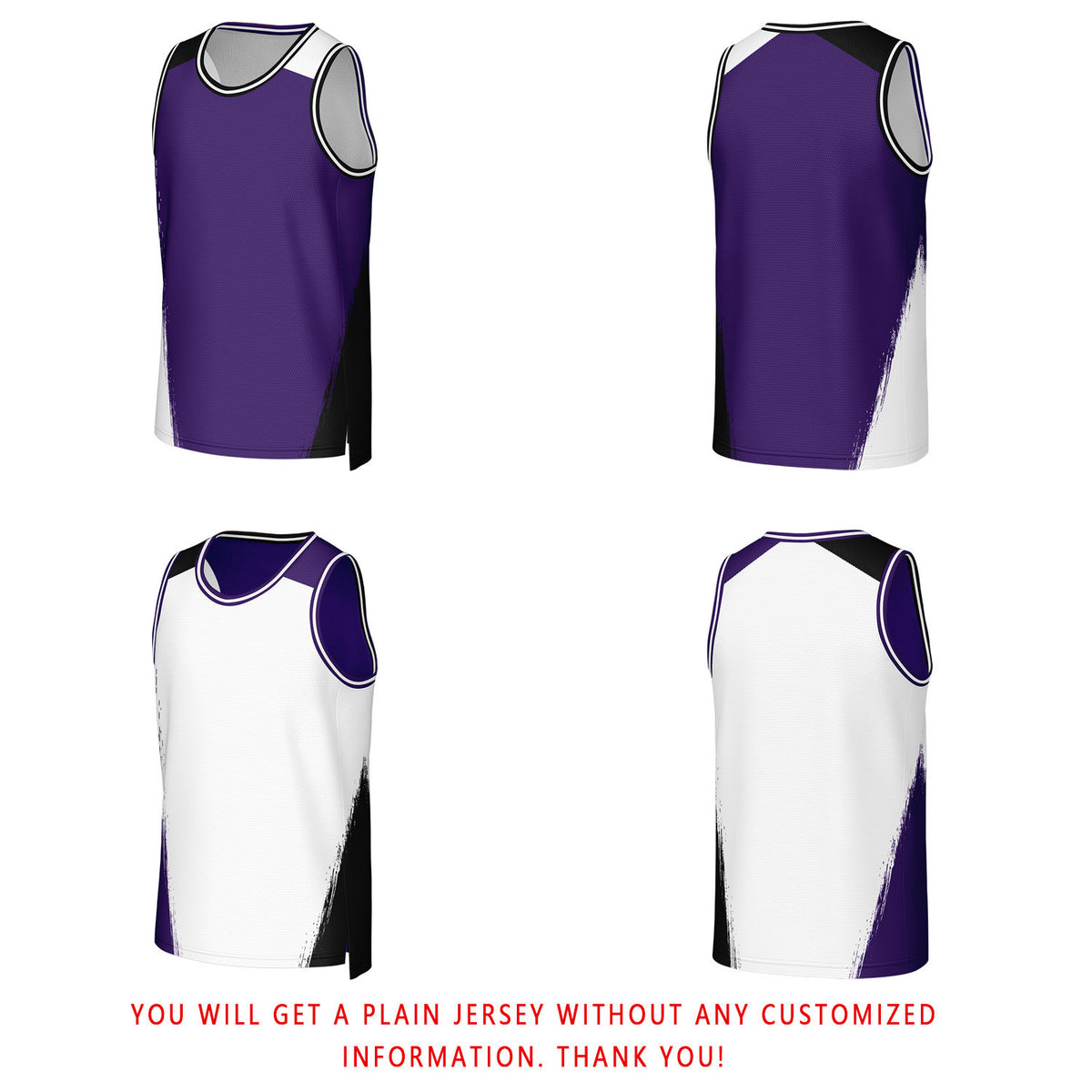 Custom Purple & White Brush Stroke Reversible Basketball Jersey | Personalized Team Uniforms for Adult & Youth