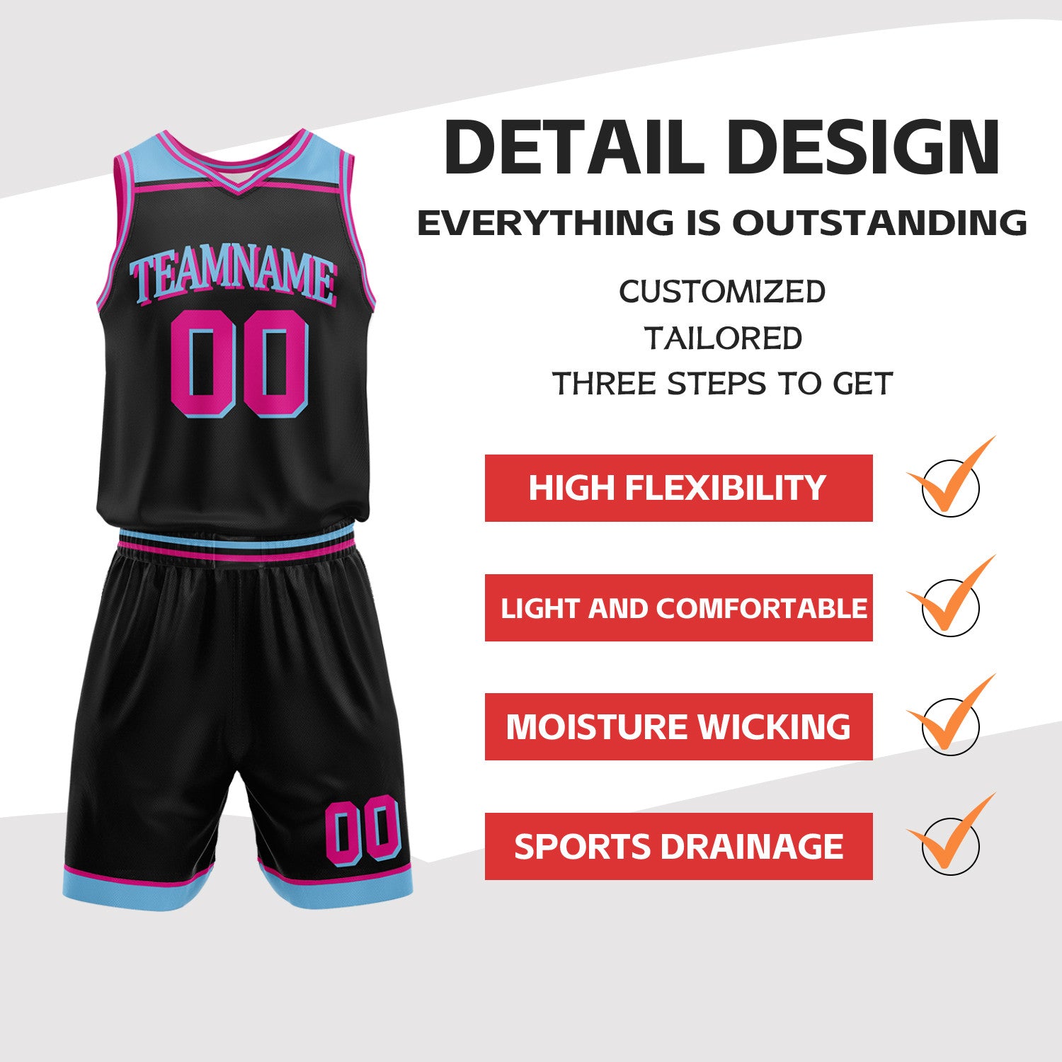 Custom Black & White Double Sided Basketball Jersey Set | Wholesale Team Uniform