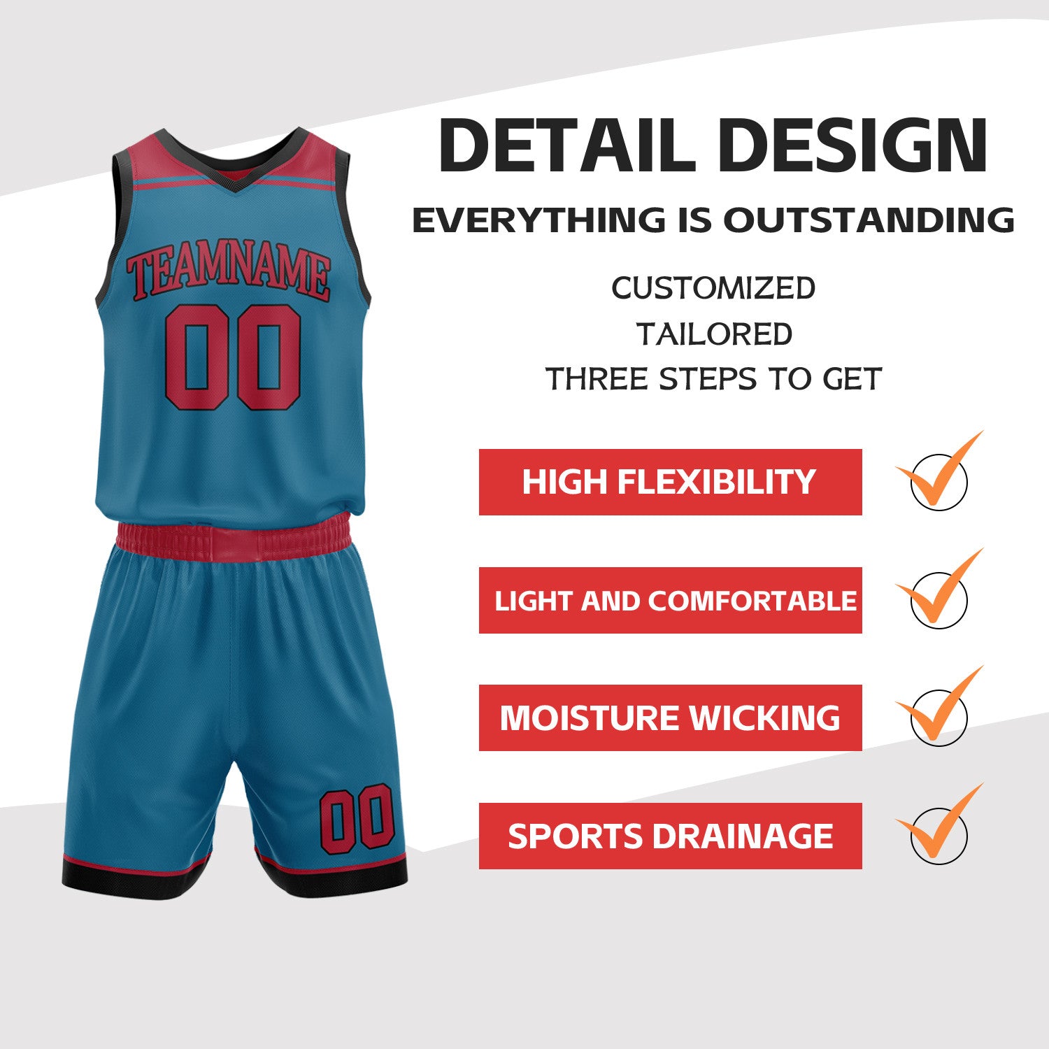 Custom Teal & Maroon Double Sided Basketball Jersey Set | Wholesale Team Uniform