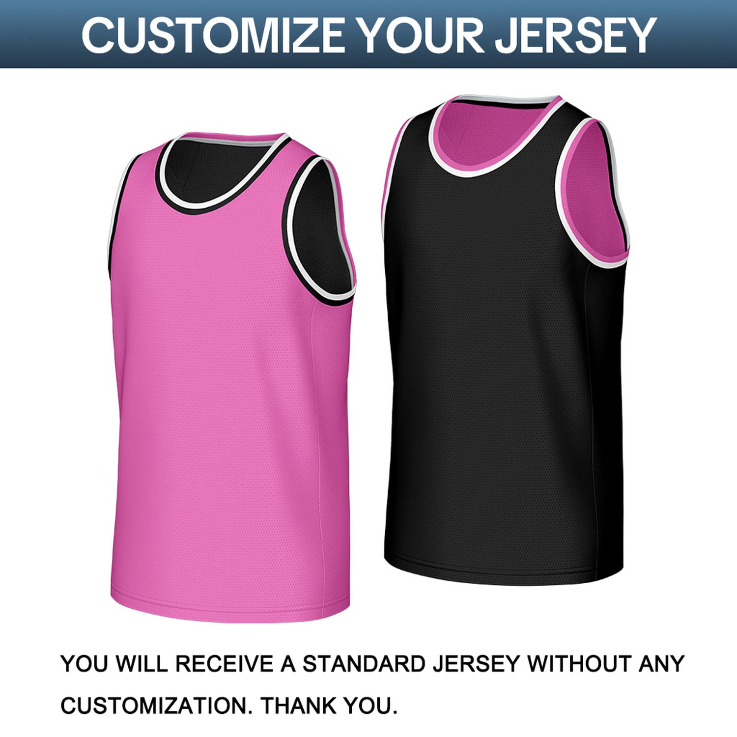 Custom Pink & Black Reversible Basketball Jersey | Personalized Sleeveless Mesh Jersey for Adult Youth