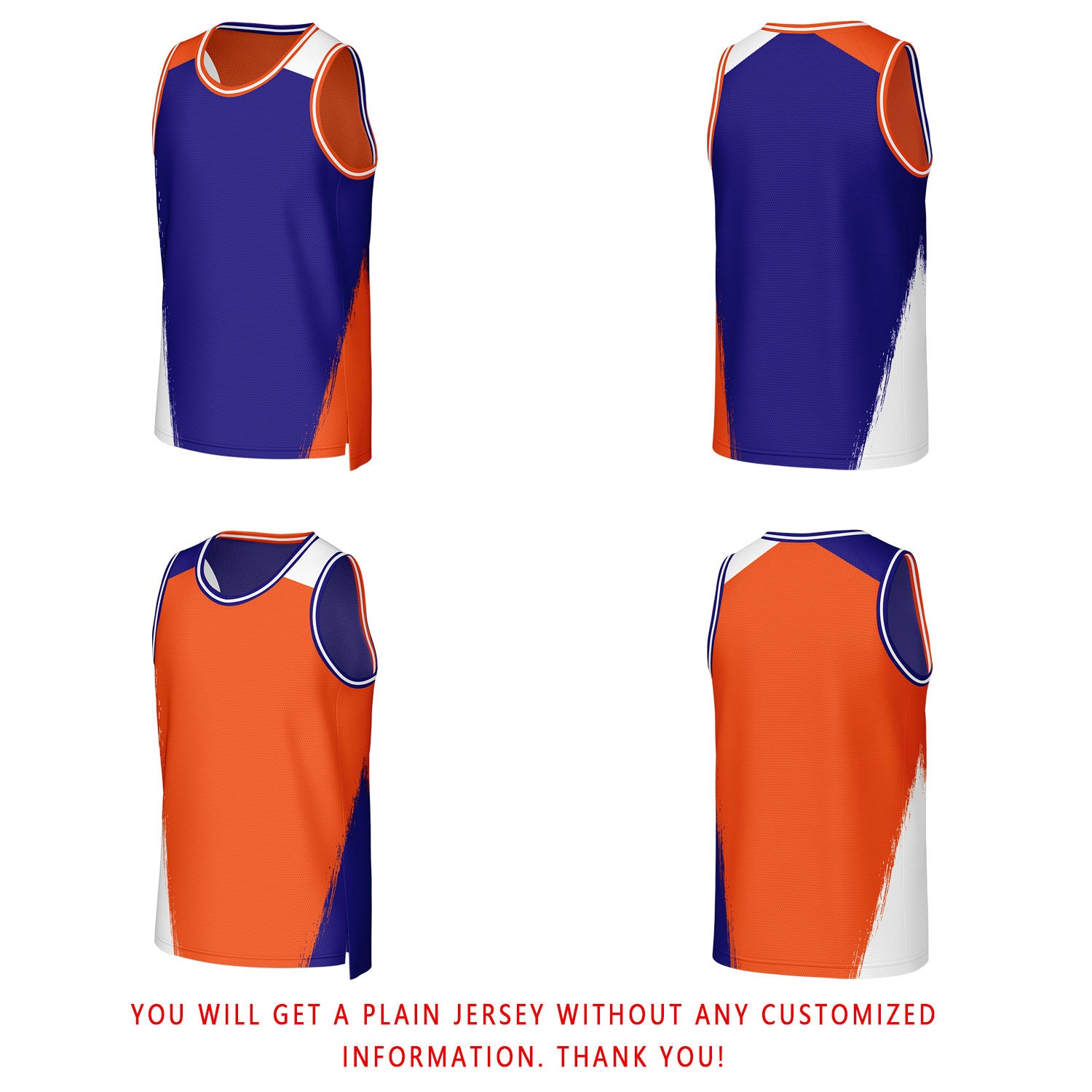 Custom Blue & Orange Brush Stroke Reversible Basketball Jersey | Personalized Team Uniforms for Adult & Youth