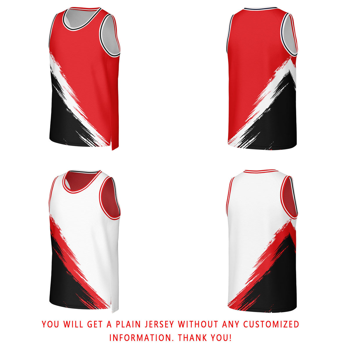 Custom Red & White Brush Stroke Reversible Basketball Jersey | Personalized Team Uniforms for Adult & Youth