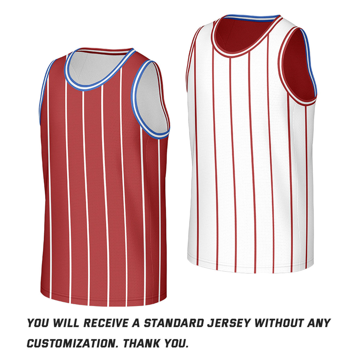 Custom Striped Reversible Basketball Jersey Red & White Mesh Team Uniform for Adult Youth